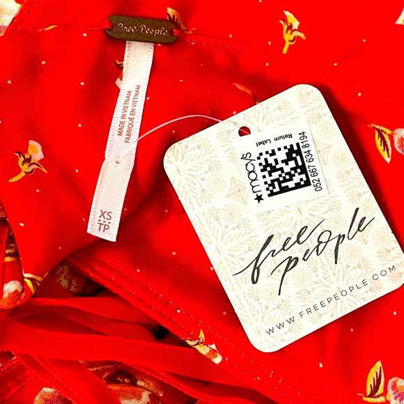 Free People Strawberry Combo Mini summer Dress, NWT, floral print, XS, open back - Picture 6 of 16